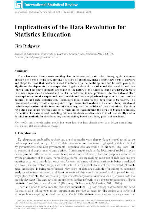 Implications of the data revolution for statistics education Thumbnail