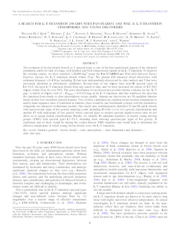 A Search for L/T Transition Dwarfs with Pan-STARRS1 and WISE. II. L/T Transition Atmospheres and Young Discoveries Thumbnail