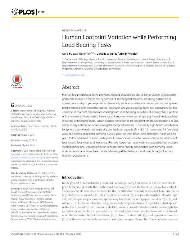Human footprint variation while performing load bearing tasks Thumbnail
