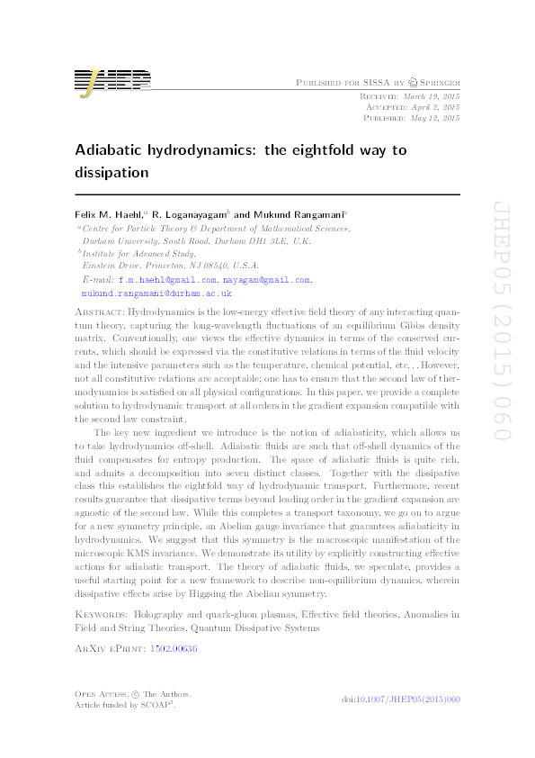Adiabatic hydrodynamics: the eightfold way to dissipation Thumbnail