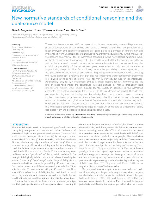 New normative standards of conditional reasoning and the dual-source model Thumbnail