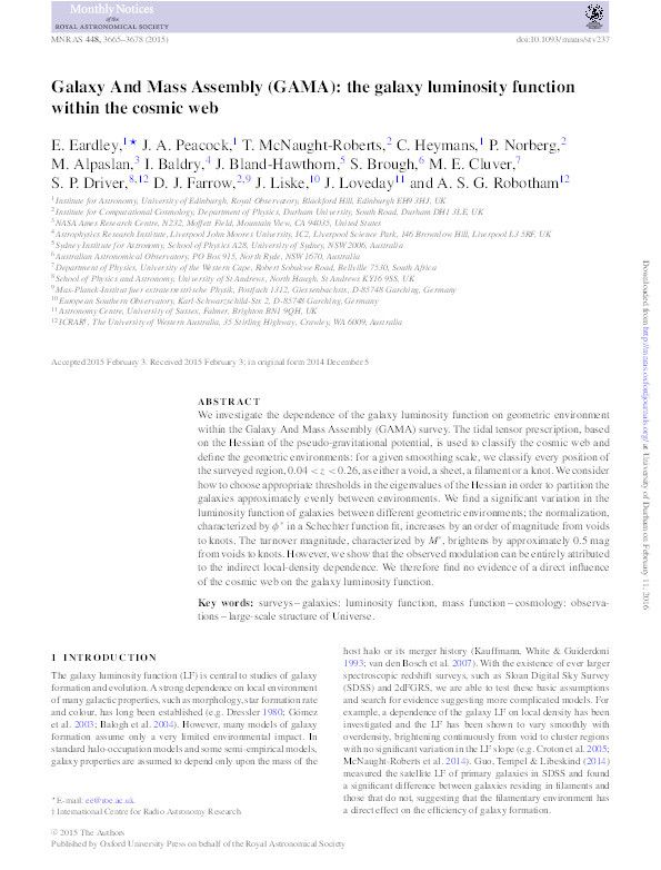 Galaxy And Mass Assembly (GAMA): the galaxy luminosity function within the cosmic web Thumbnail