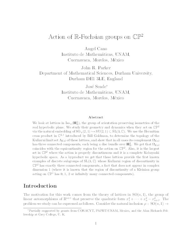 Action of R-Fuchsian groups on CP2 Thumbnail