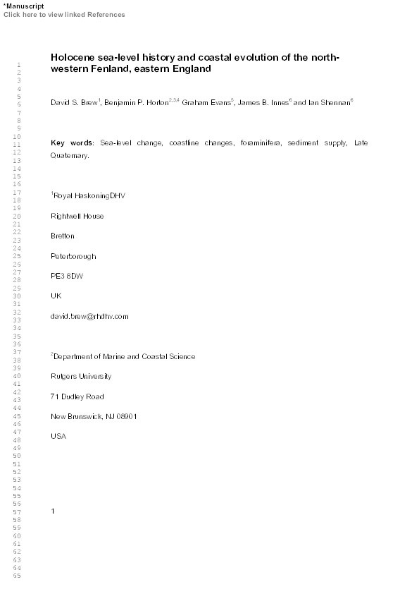 Holocene sea-level history and coastal evolution of the north-western Fenland, eastern England Thumbnail