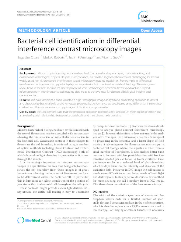 Bacterial cell identification in differential interference contrast microscopy images Thumbnail