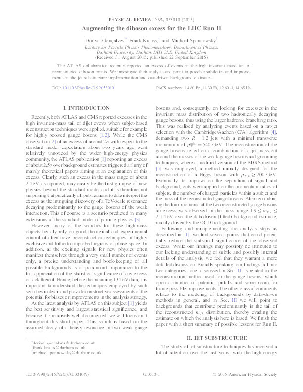Augmenting the diboson excess for the LHC Run II Thumbnail