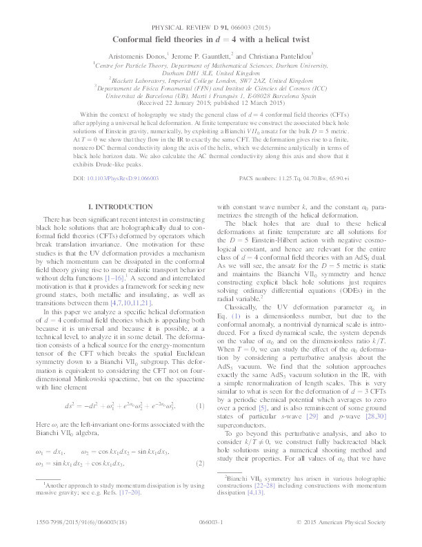 Conformal field theories in d=4 with a helical twist Thumbnail