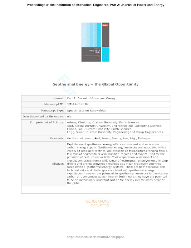 Geothermal Energy – the Global Opportunity Thumbnail