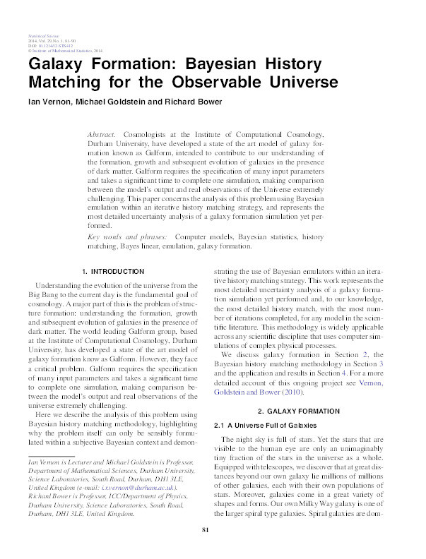 Galaxy Formation: Bayesian History Matching for the Observable Universe Thumbnail