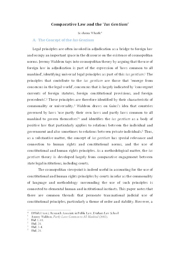 Comparative Law and the Ius Gentium Thumbnail