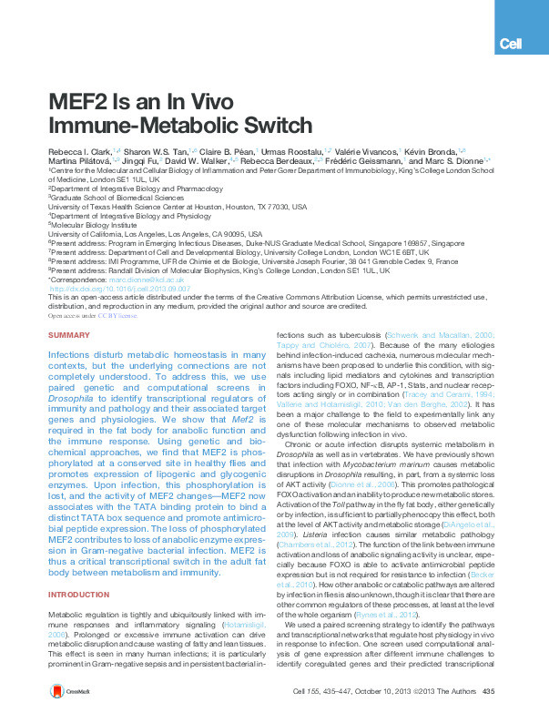 MEF2 is an in vivo immune-metabolic switch Thumbnail