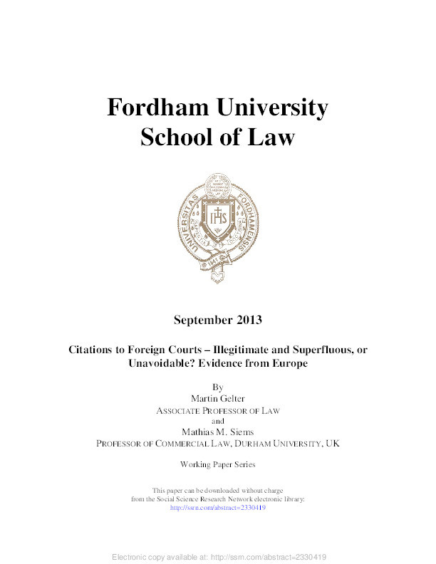 Citations to Foreign Courts – Illegitimate and Superfluous, or Unavoidable? Evidence from Europe Thumbnail