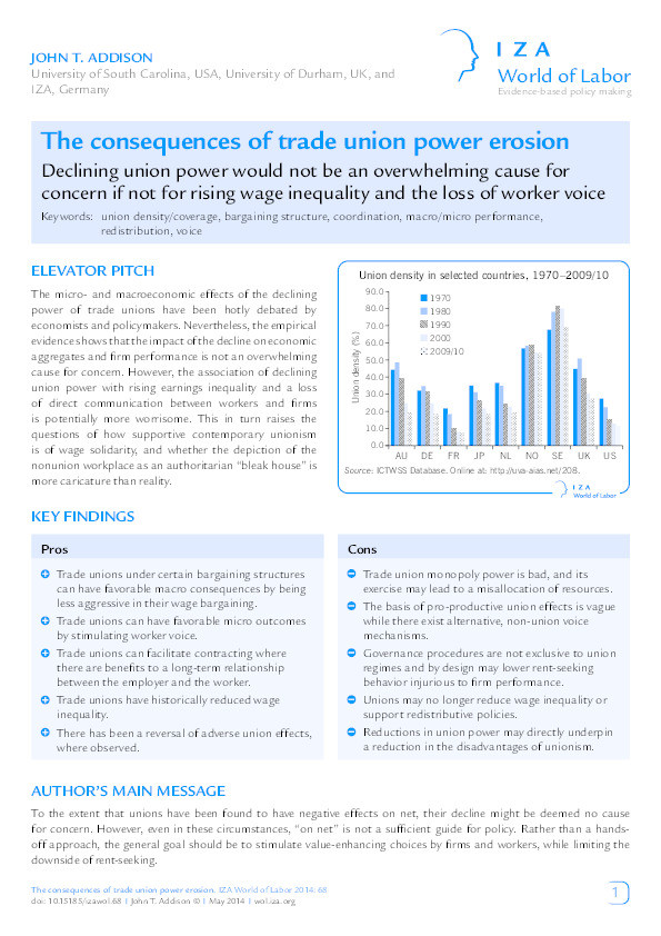 The consequences of trade union power erosion Thumbnail