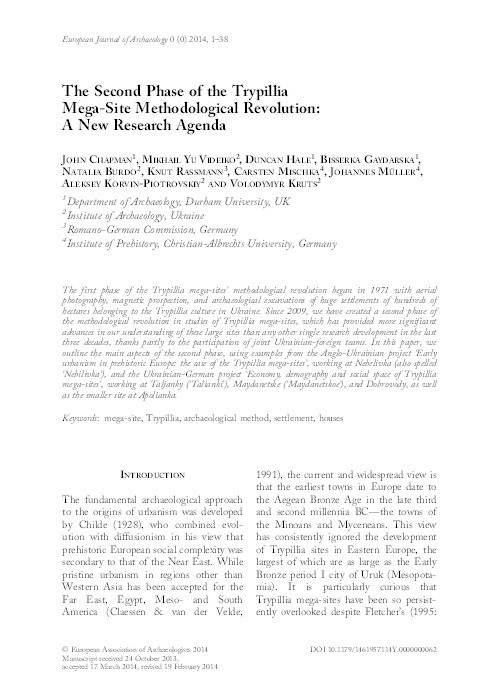 The Second Phase of the Trypillia Mega-site Methodological Revolution: A New Research Agenda Thumbnail
