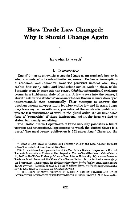 How Trade Law Changed: Why it Should Change Again Thumbnail