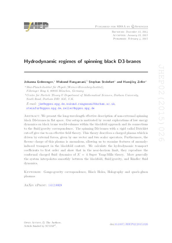 Hydrodynamic Regimes of Spinning Black D3-Branes Thumbnail