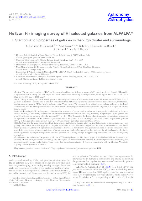 Hα3: an Hα imaging survey of HI selected galaxies from ALFALFA. II. Star formation properties of galaxies in the Virgo cluster and surroundings Thumbnail