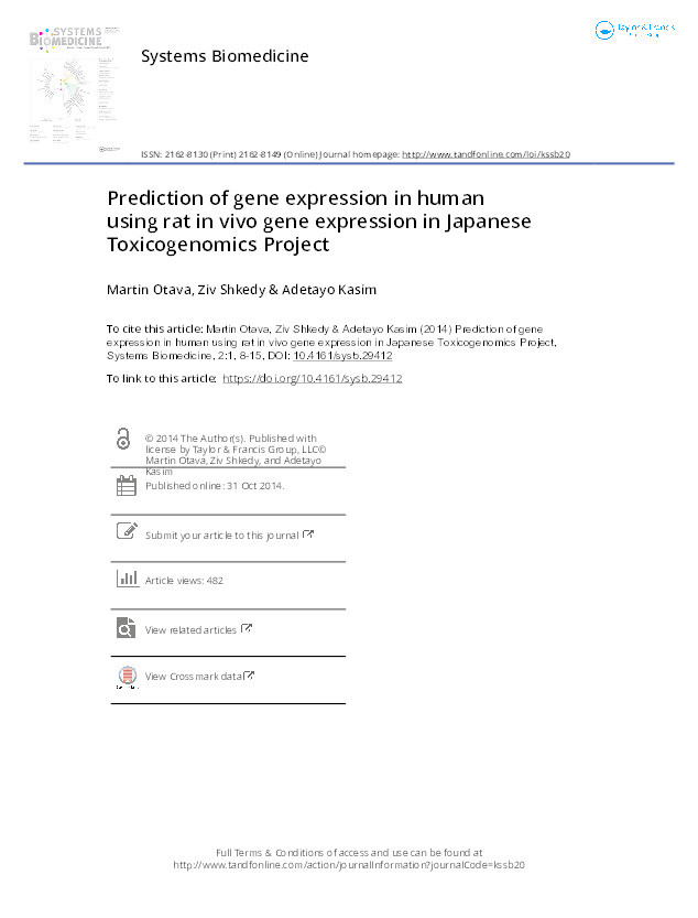 Prediction of gene expression in human using rat in vivo gene expression in Japanese Toxicogenomics Project Thumbnail