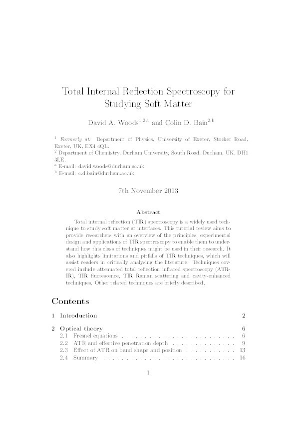 Total Internal Reflection Spectroscopy for Studying Soft Matter Thumbnail
