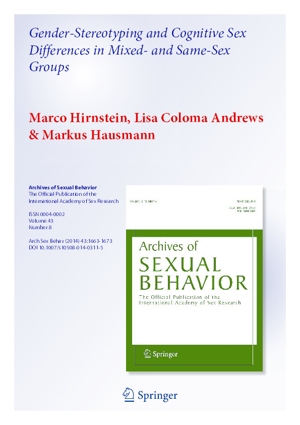 Gender-stereotyping and cognitive sex differences in mixed- and same-gender groups Thumbnail
