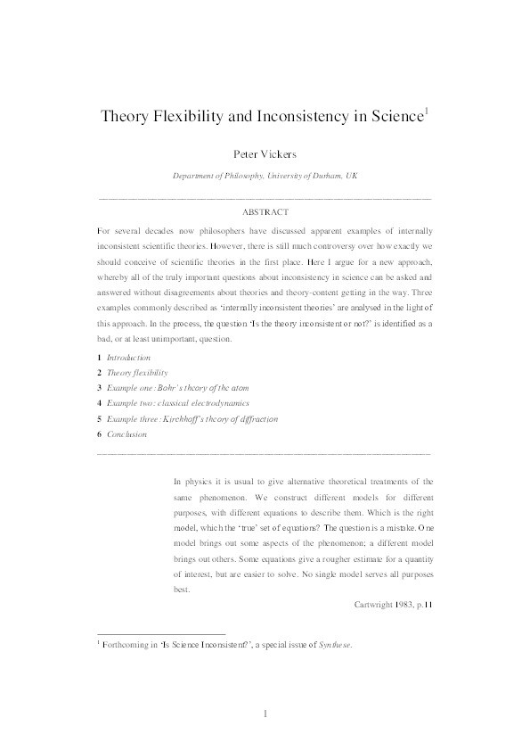 Theory flexibility and inconsistency in science Thumbnail