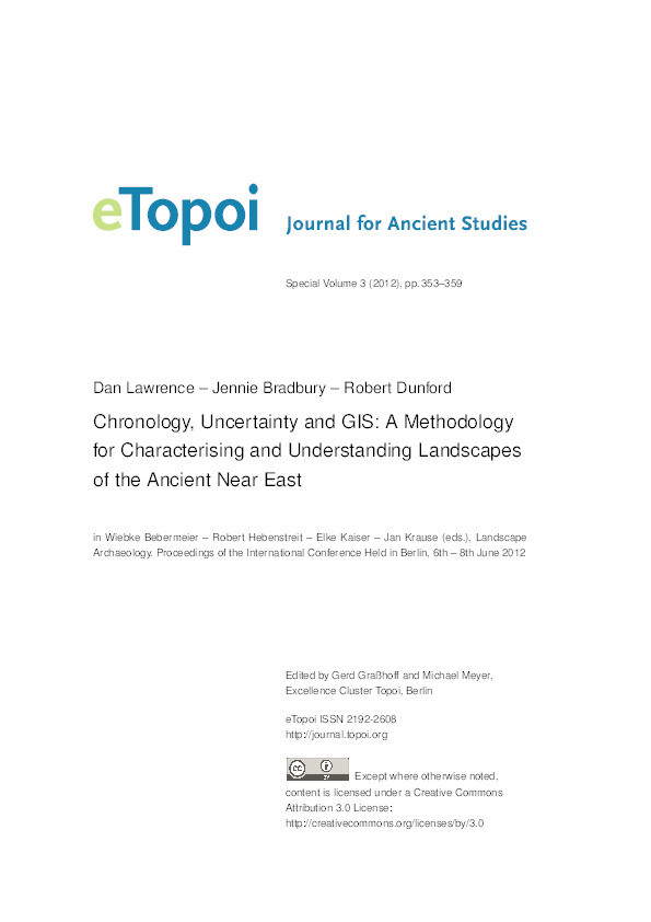 Chronology, Uncertainty and GIS: A Methodology for Characterising and understanding Landscapes of the Ancient Near East Thumbnail