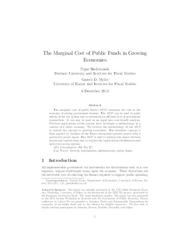 The Marginal Cost of Public Funds in Growing Economies Thumbnail