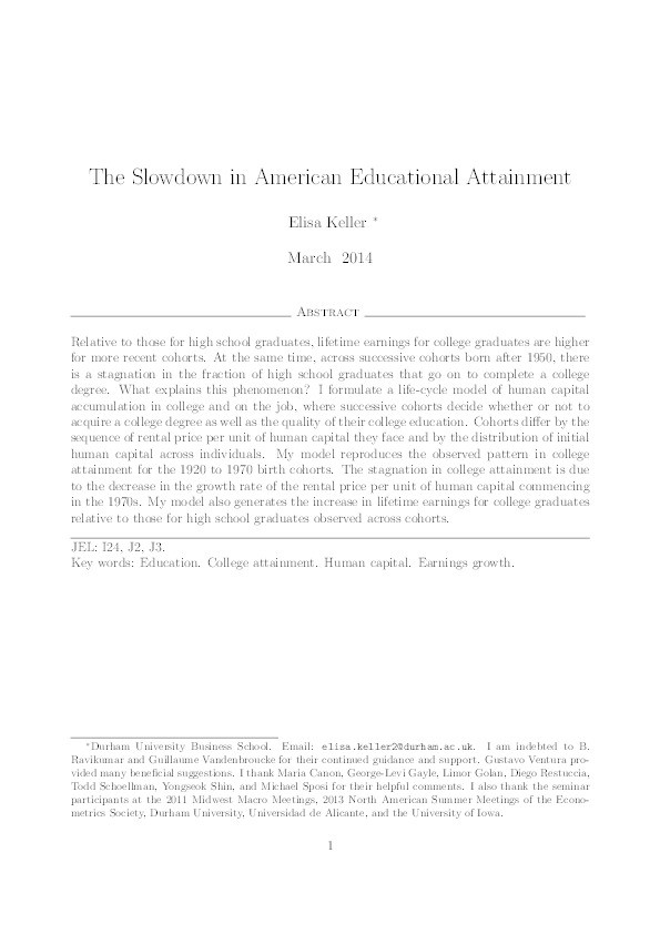 The Slowdown in American Educational Attainment Thumbnail