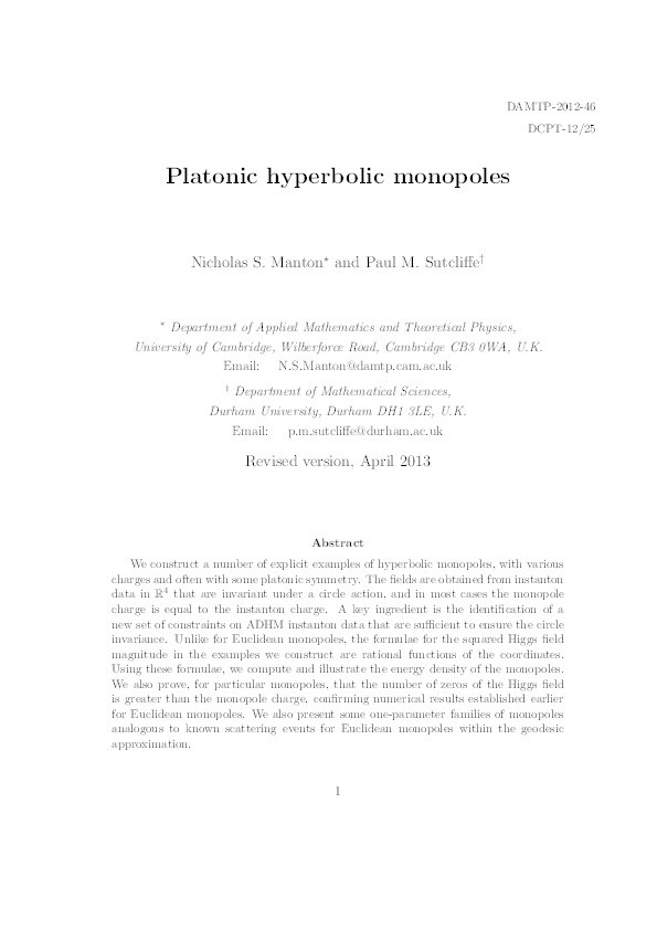 Platonic hyperbolic monopoles Thumbnail