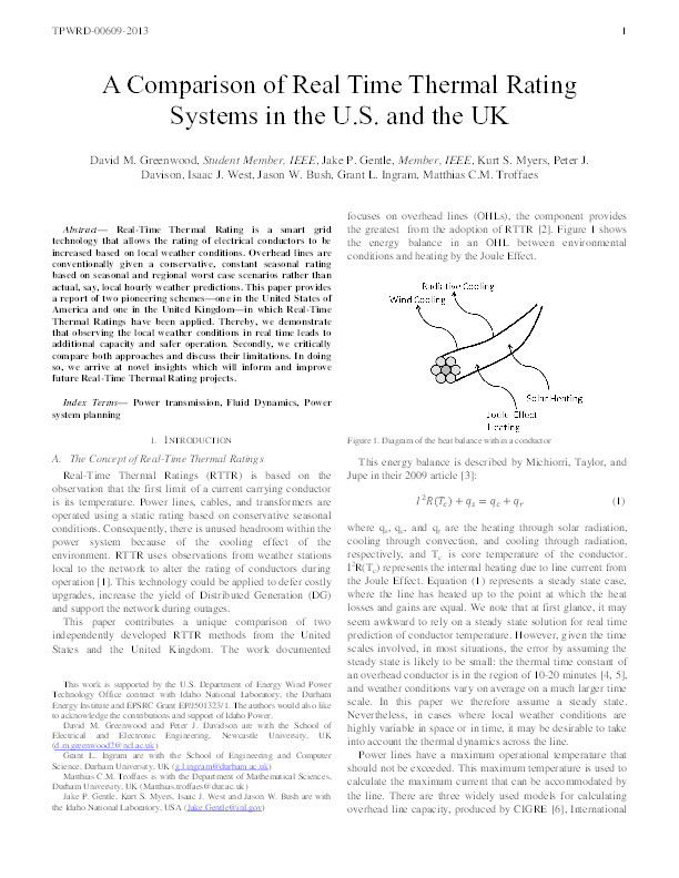 A Comparison of Real Time Thermal Rating Systems in the U.S. and the UK Thumbnail