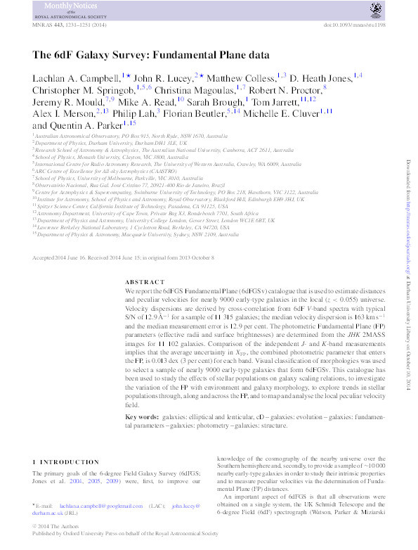 The 6dF galaxy survey: fundamental plane data Thumbnail