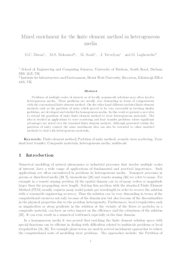 Mixed enrichment for the finite element method in heterogeneous media Thumbnail