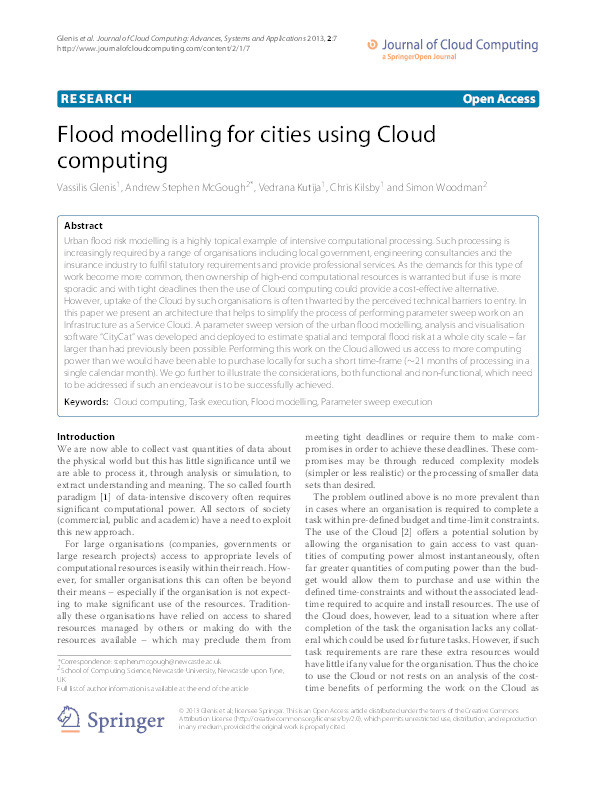 Flood modelling for cities using Cloud computing Thumbnail