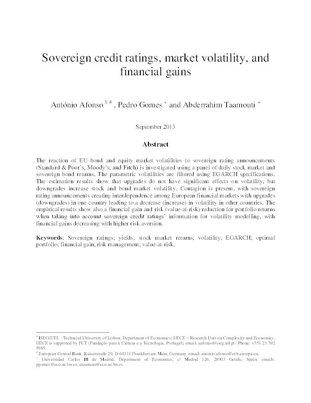 Sovereign Credit Ratings, Market Volatility, and Financial Gains Thumbnail