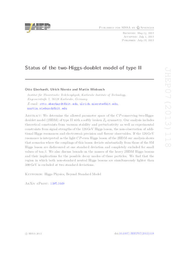 Status of the two-Higgs-doublet model of type II Thumbnail