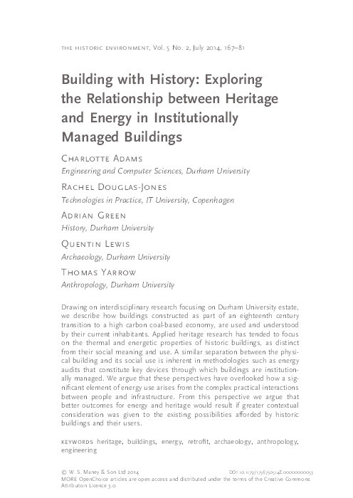 Building with History: Exploring the Relationship between Heritage and Energy in Institutionally Managed Buildings Thumbnail