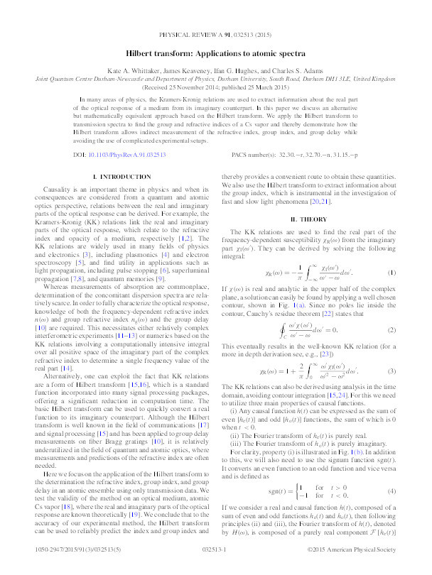 Hilbert transform: applications to atomic spectra Thumbnail