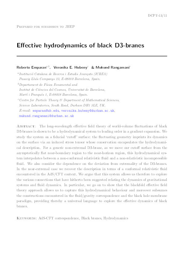 Effective hydrodynamics of black D3-branes Thumbnail