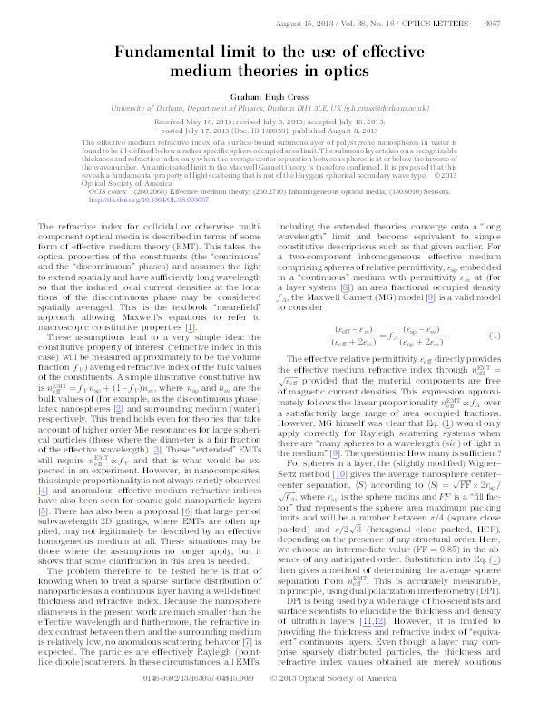 Fundamental limit to the use of effective medium theories in optics Thumbnail