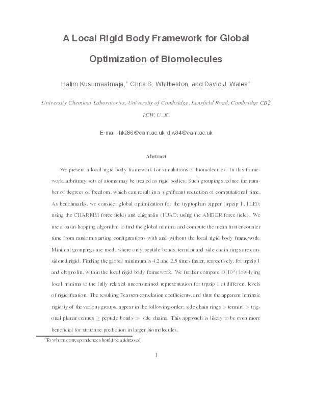 A Local Rigid Body Framework for Global Optimization of Biomolecules Thumbnail