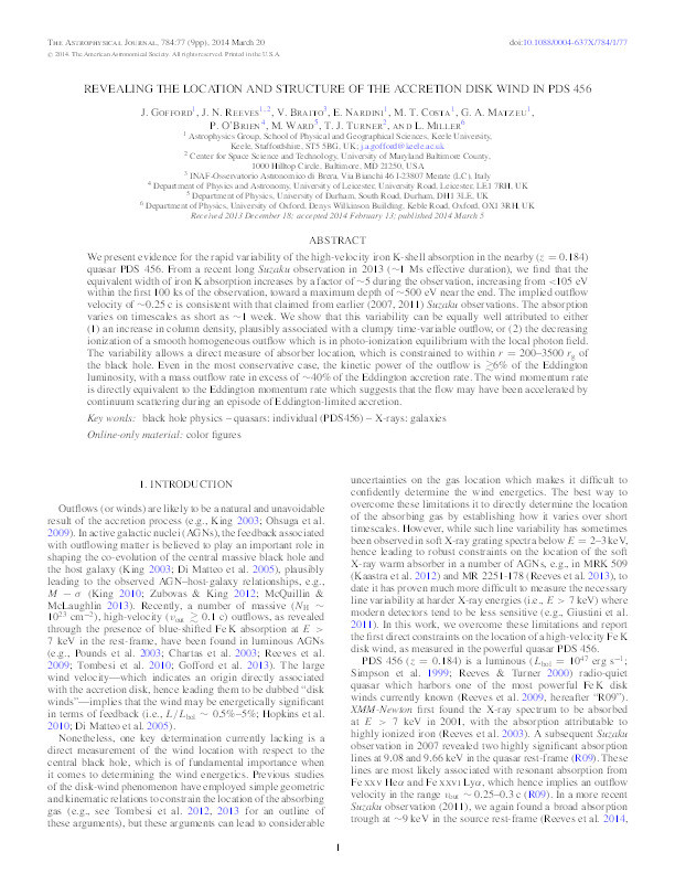 Revealing the Location and Structure of the Accretion Disk Wind in PDS 456 Thumbnail