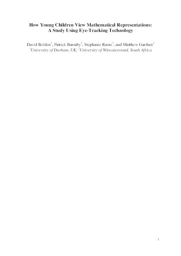 How Young Children View Mathematical Representations: A study using eye-tracking technology Thumbnail