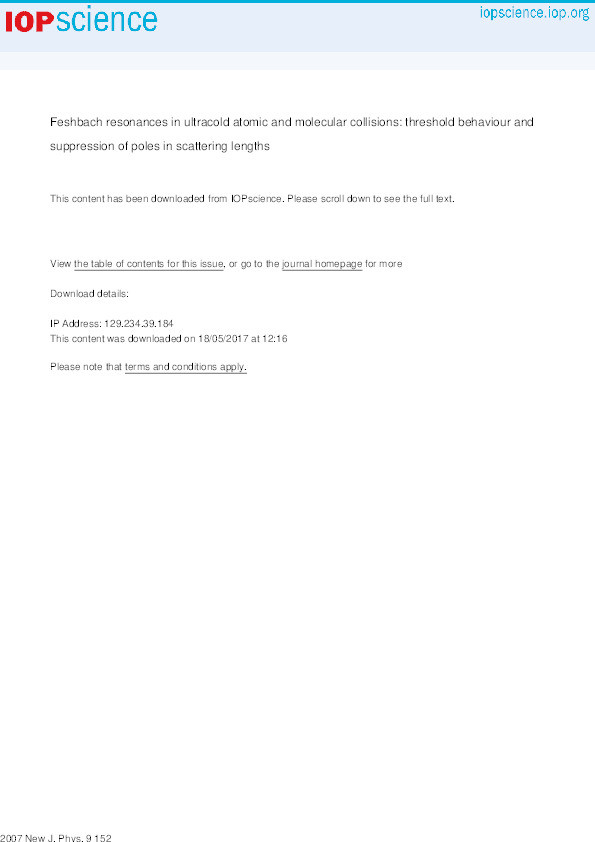Feshbach resonances in ultracold atomic and molecular collisions: threshold behaviour and suppression of poles in scattering lengths Thumbnail