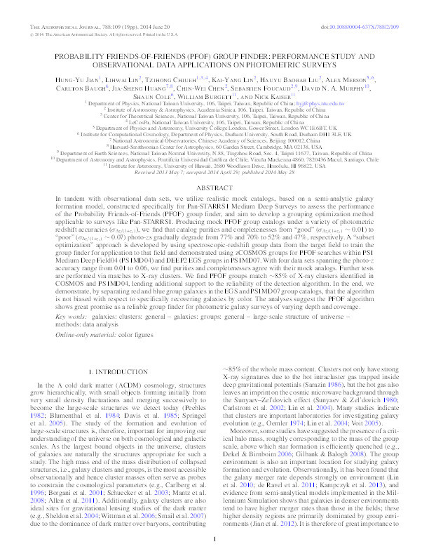 Probability friends-of-friends (PFOF) group finder : performance study and observational data applications on photometric surveys Thumbnail