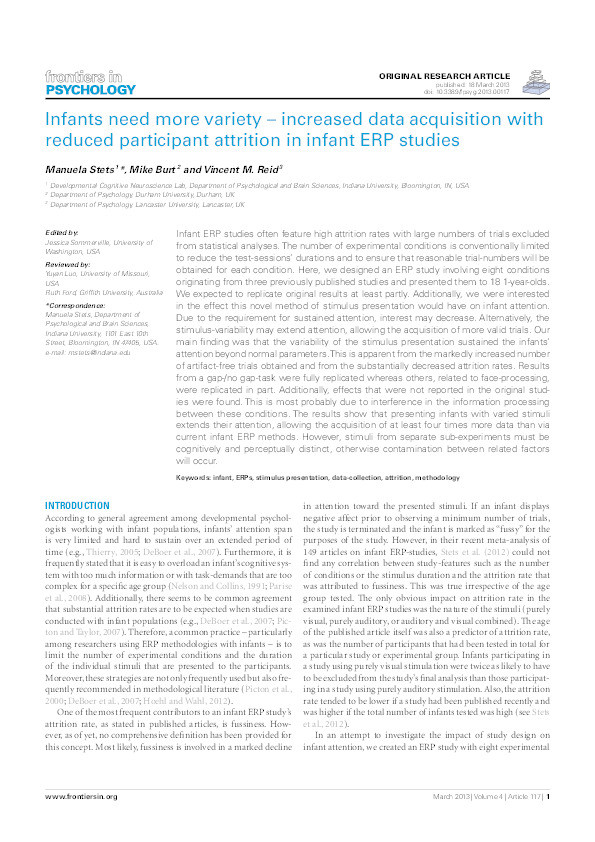 Infants Need More Variety - Increased Data Acquisition with Reduced Participant Attrition in Infant ERP Studies Thumbnail