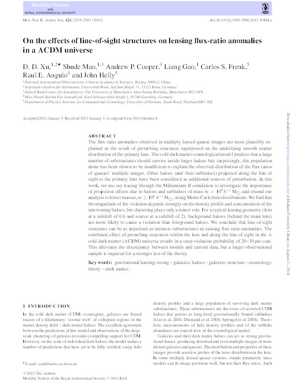 On the effects of line-of-sight structures on lensing flux-ratio anomalies in a ΛCDM universe Thumbnail