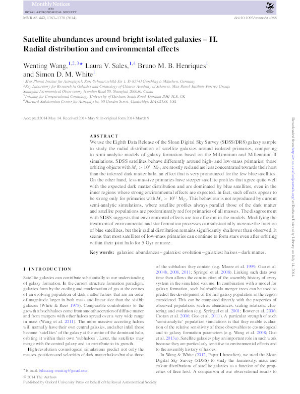 Satellite abundances around bright isolated galaxies - II. Radial distribution and environmental effects Thumbnail