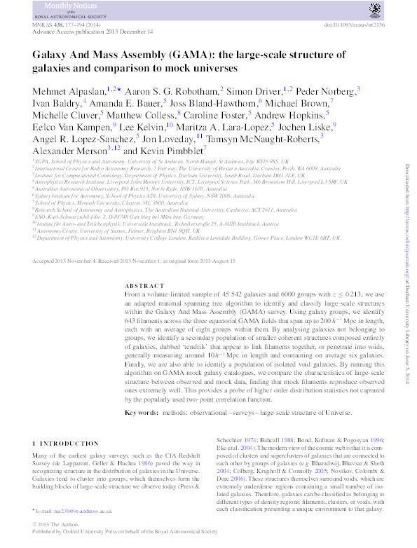 Galaxy And Mass Assembly (GAMA): the large-scale structure of galaxies and comparison to mock universes Thumbnail