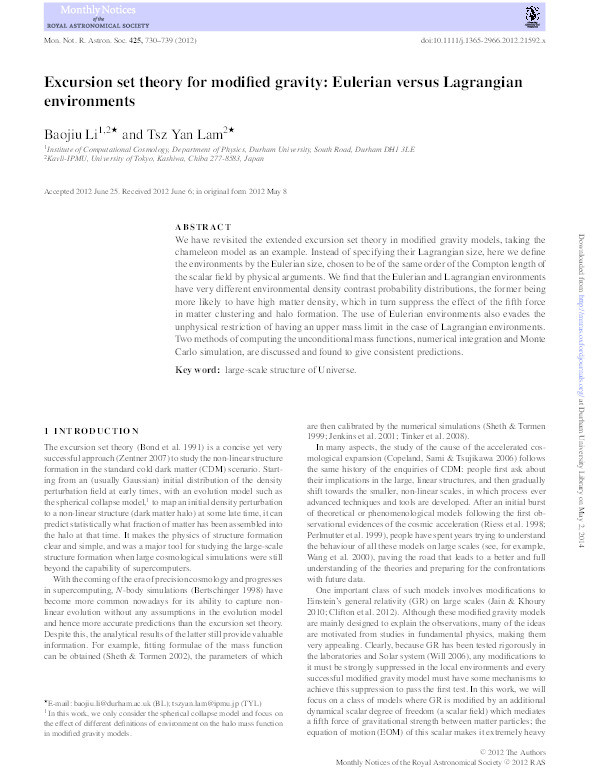 Excursion set theory for modified gravity: Eulerian versus Lagrangian environments Thumbnail