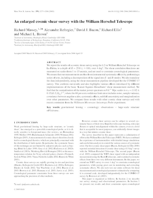 An enlarged cosmic shear survey with the William Herschel Telescope Thumbnail